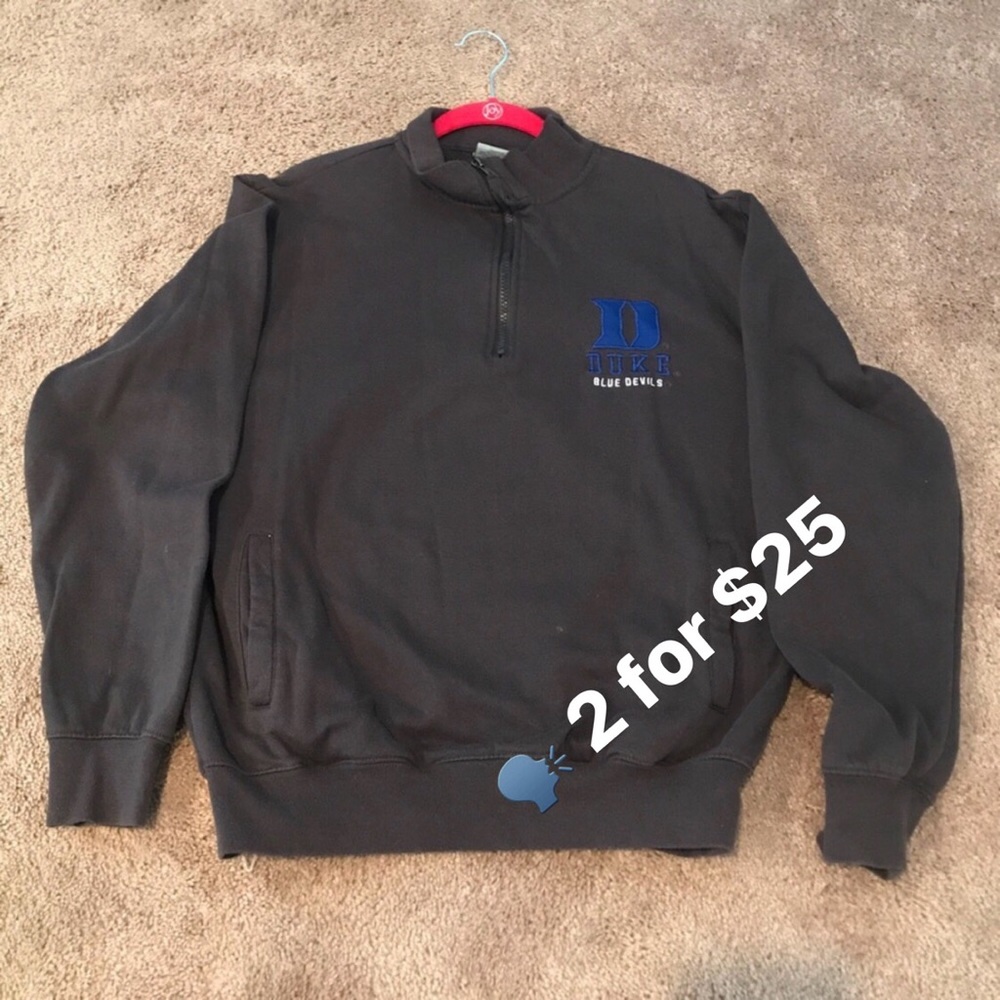 1/4 zip, DUKE “Blue Devils” gray sweatshirt